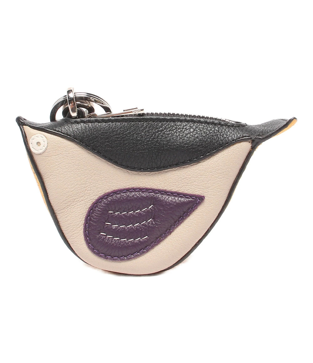 Loewe Bird Charm Pouch Coin Case Leather Gold